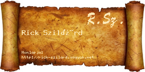 Rick Szilárd névjegykártya